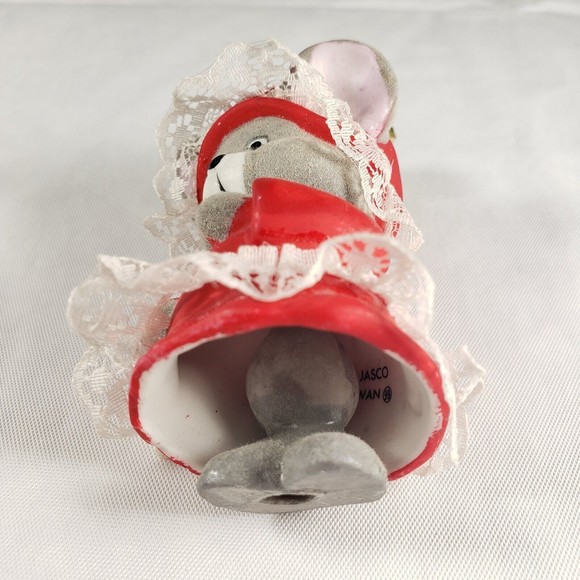 Vintage Jasco Soft N Snoozy Chimers Bisque Porcelain Flocked Bell Style Ornament - Picture 2 of 7